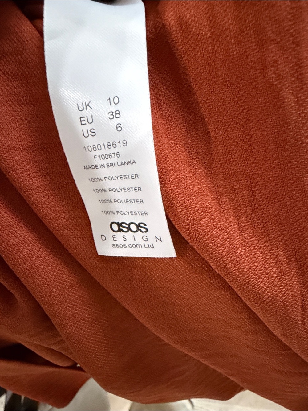 ASOS Button-Front Collared Midi Dress in Rust - Picture 3 of 3
